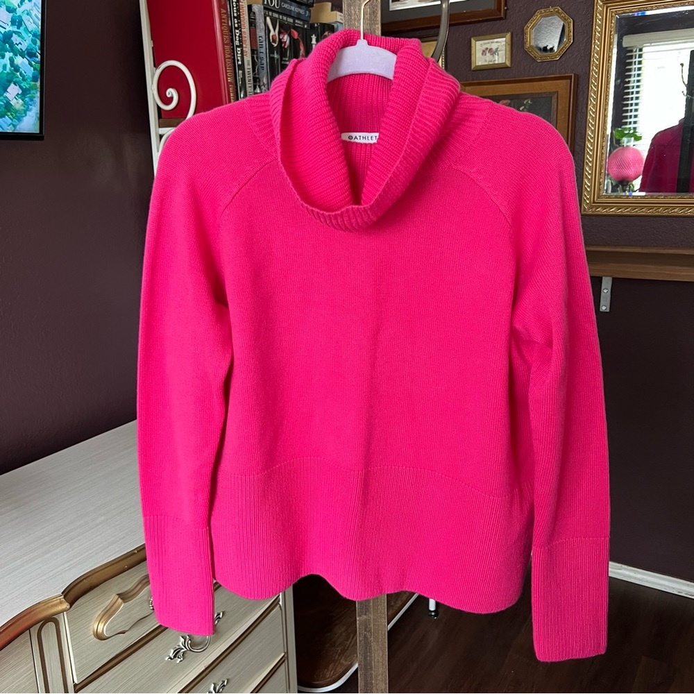 Athleta Wool Cashmere Aspen Turtleneck Sweater Pink XS - Picture 2 of 9